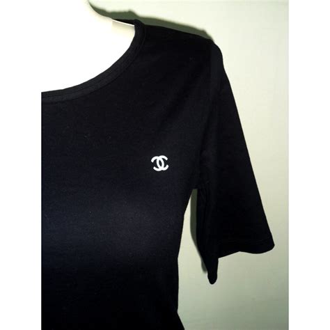 chanel uniform tee s s 2018 black|chanel tops.